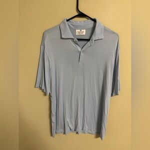 Mizzen Main Polo Shirt Size Large Light Blue Trim Fit Golf Performance Preppy